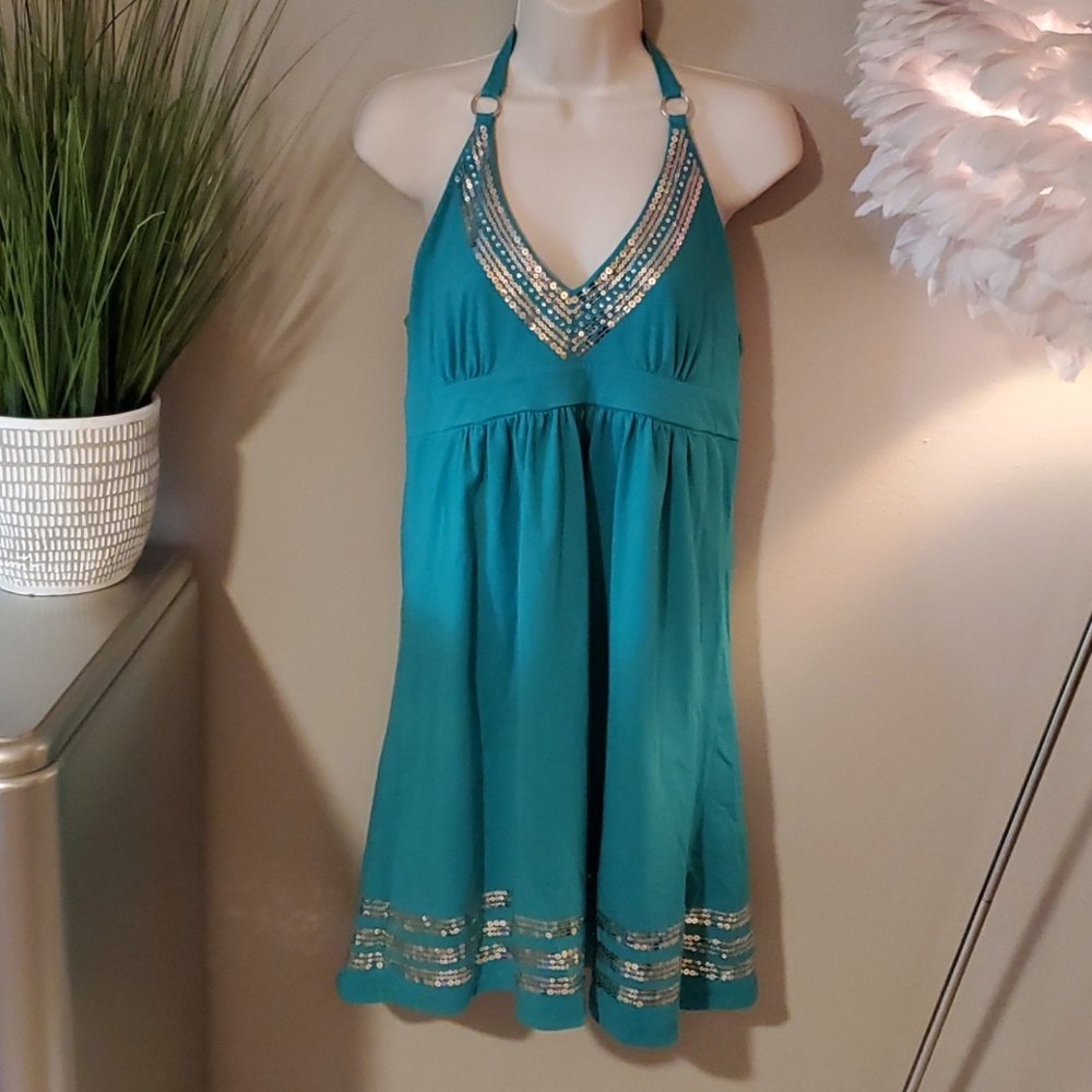 Teal Sequined Dress / Cover Up